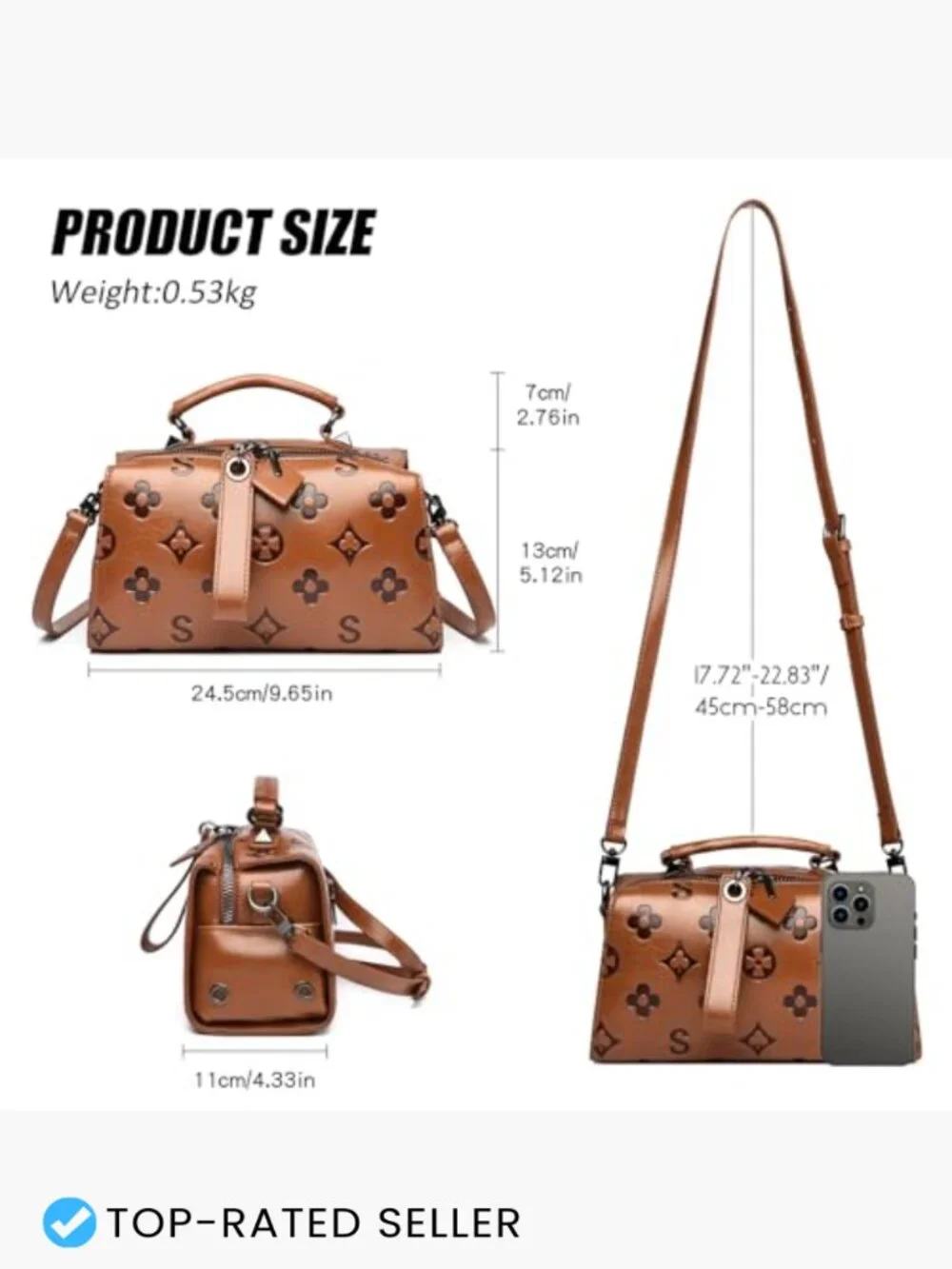 Small Embossed Top Handle Satchel Crossbody Bag Shoulder Purse Tote Clutch